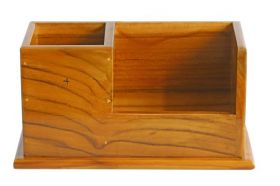 Plain Teak Wood Mobile Stand with Pen Holder