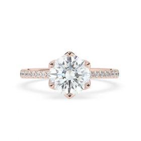 Round Shape Diamond Pave Ring In Tulip Prong Setti