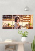 Anime Girl in Cozy Kitchen Decor Poster 