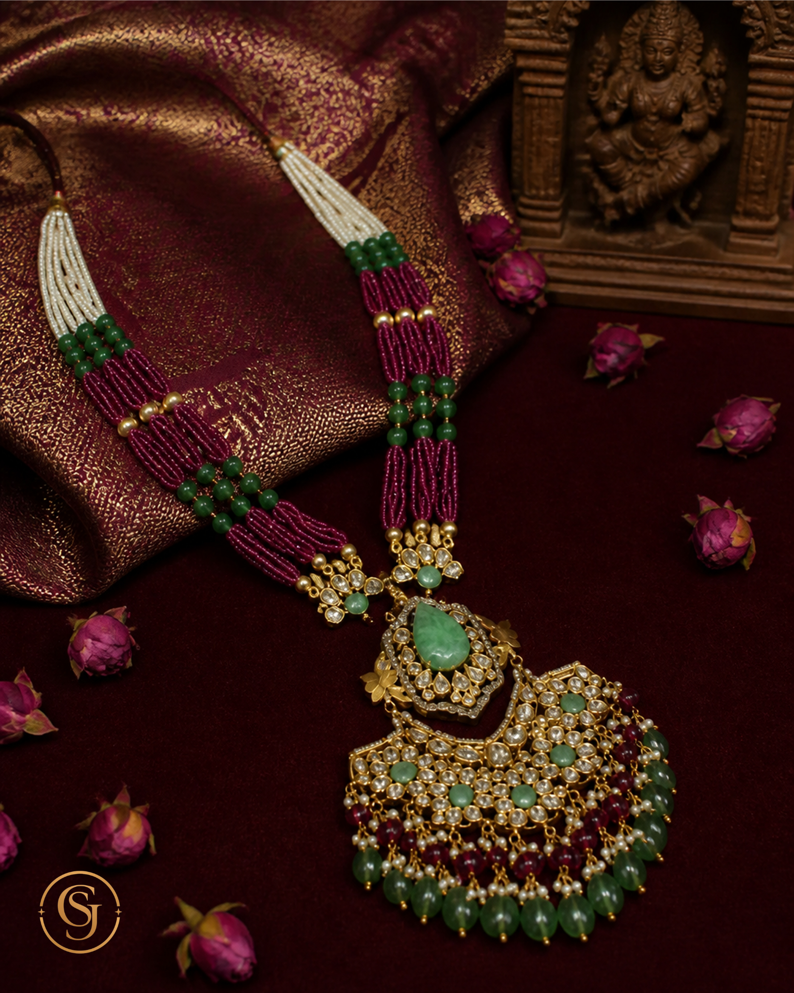Emerald & Ruby Polki Bridal Necklace
