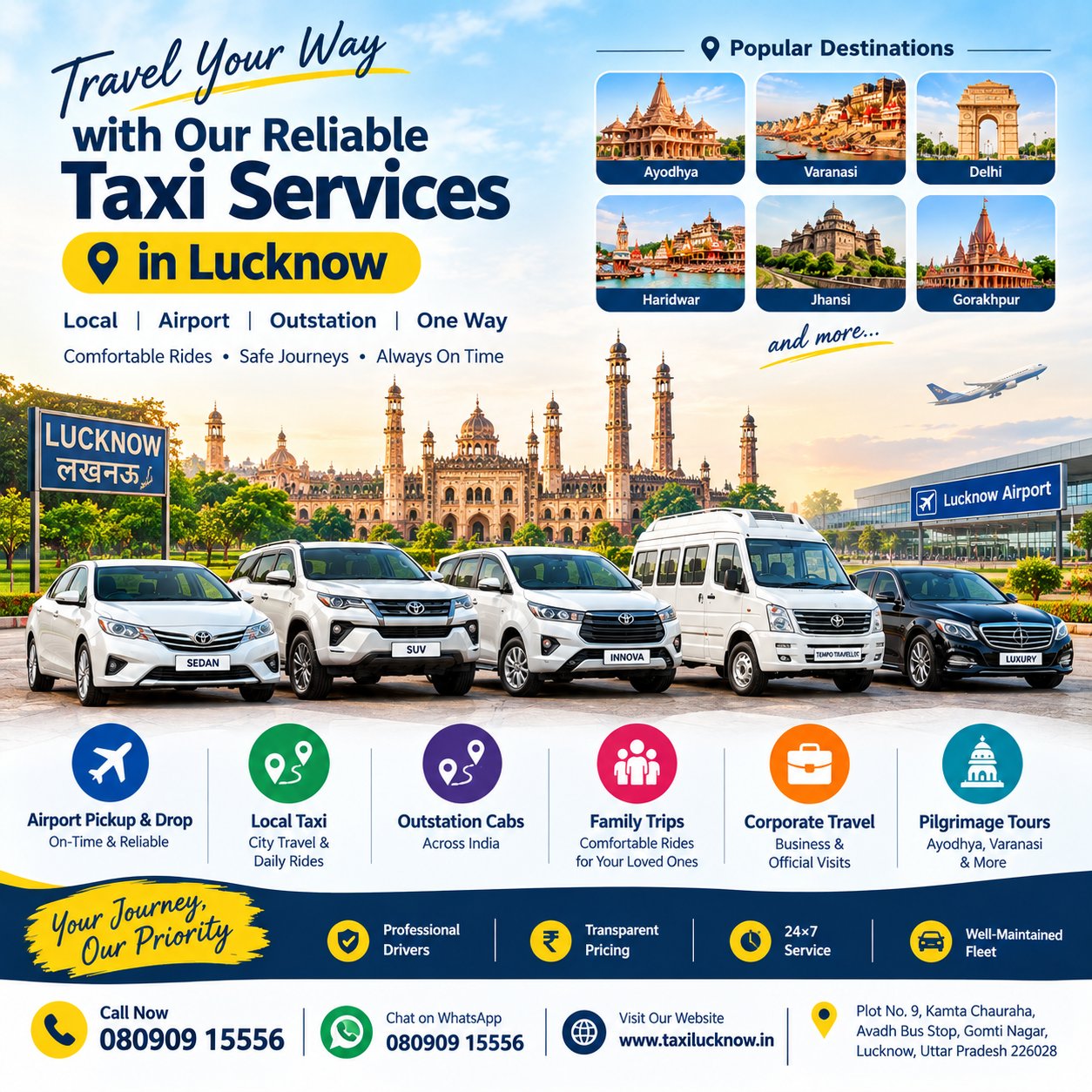 Lucknow to Delhi Cab | One-Way & Round-Trip Taxi
