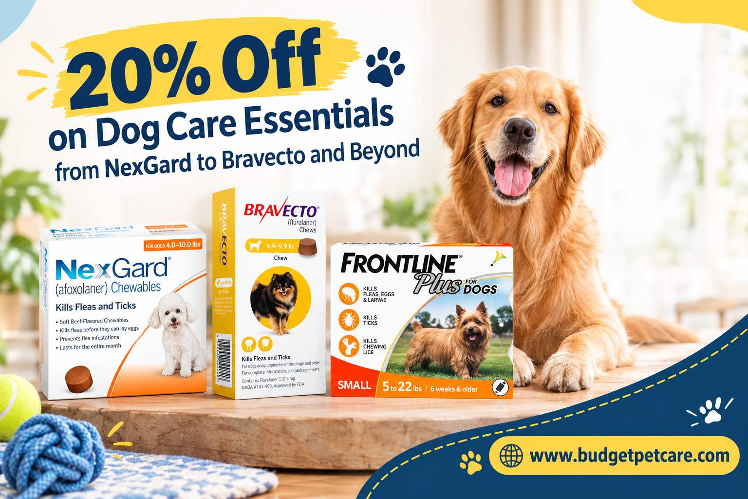 20% Off on Dog Care Essentials from NexGard to Bravecto and Beyond