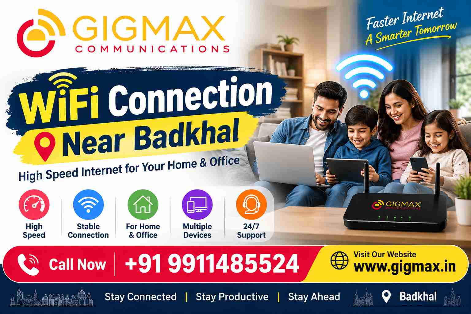 WiFi Connection Near Badkhal | +91 9911485524 – Gigmax