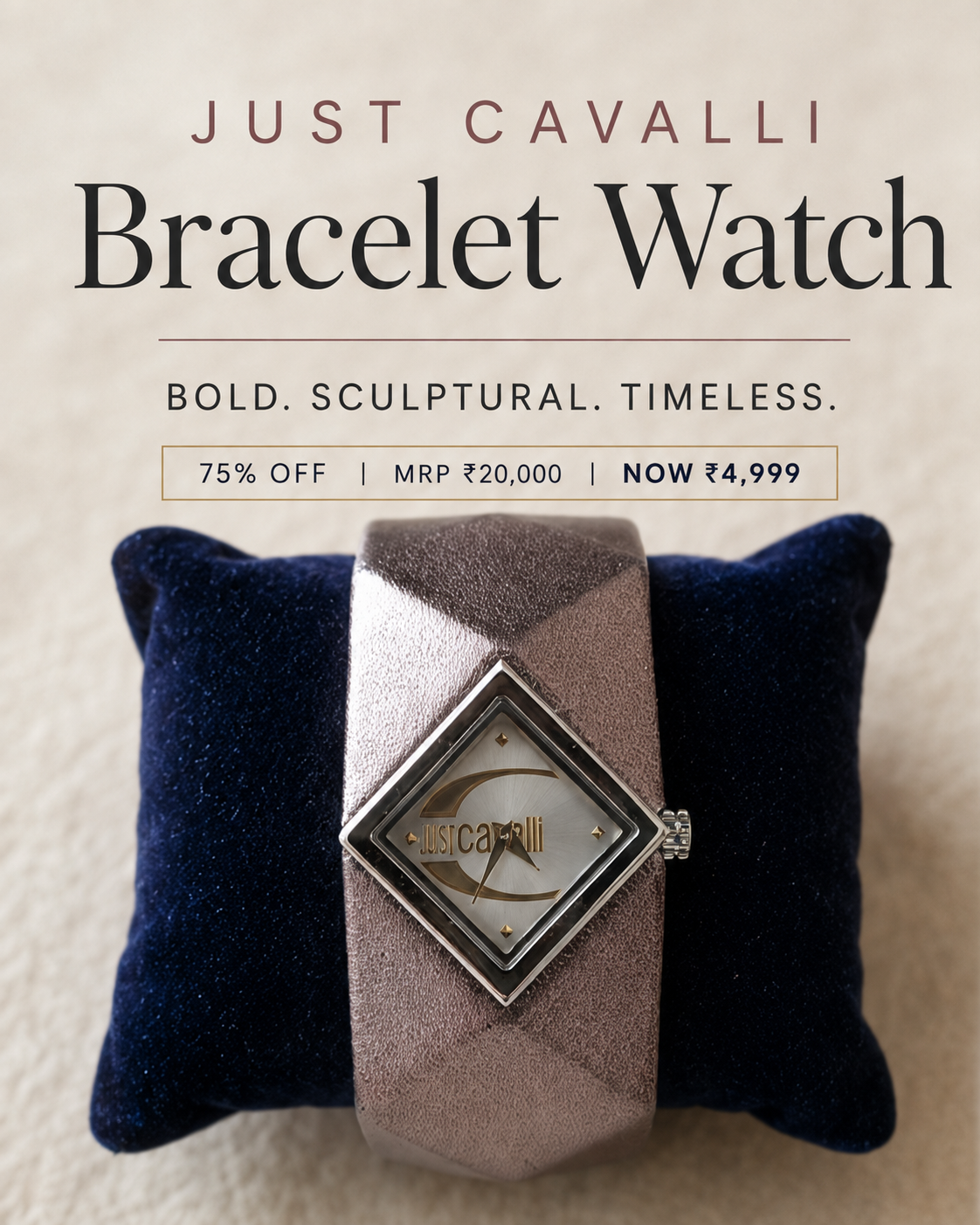 Just Cavalli Tonneau Leather Bracelet Watch – R7251144517