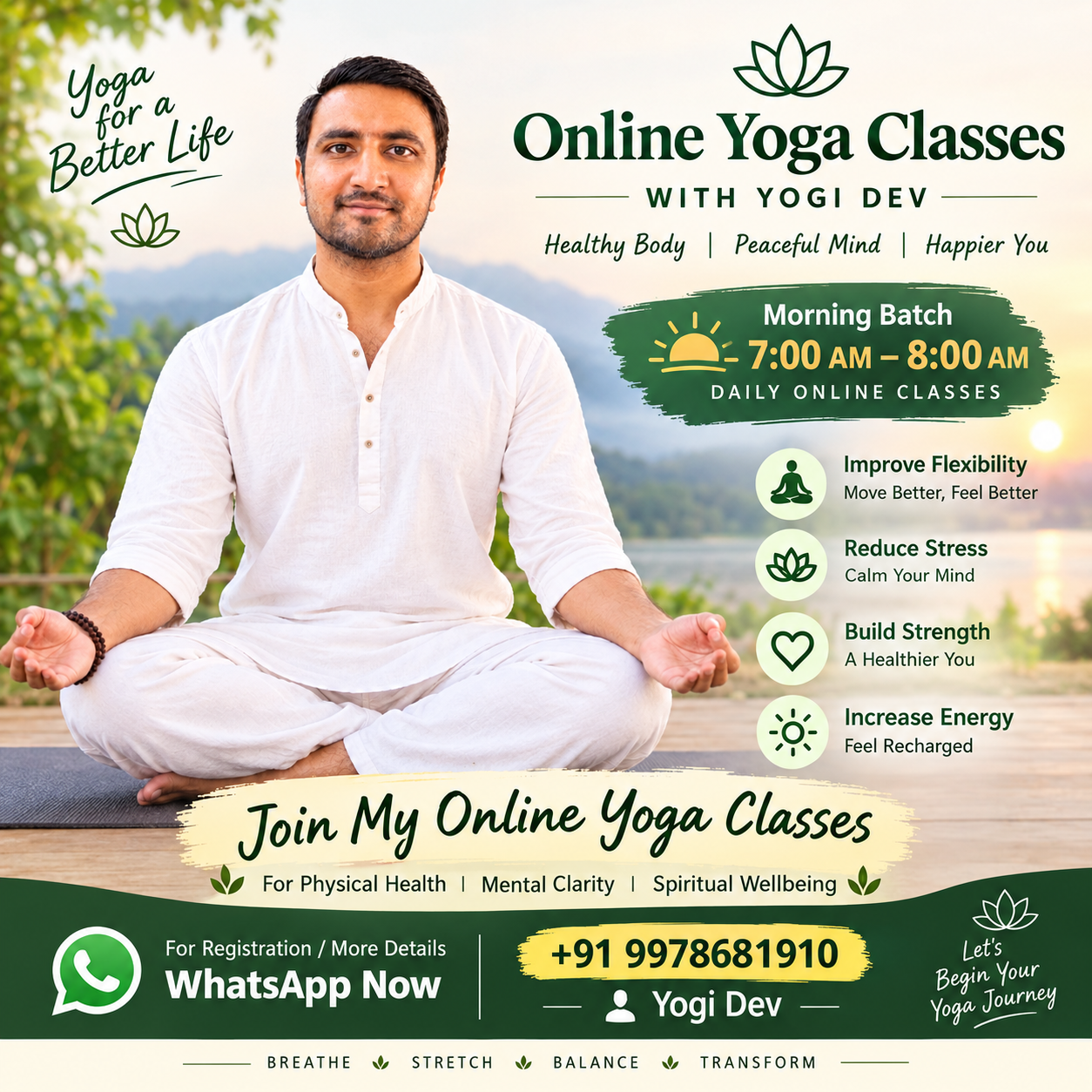 Online yoga class by yogi Dev